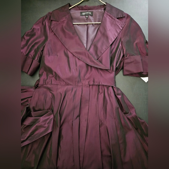 NWT - Satin Taffeta Jones New York "Merlot" Iridescent Midi Dress - Size 16 - Picture 7 of 16